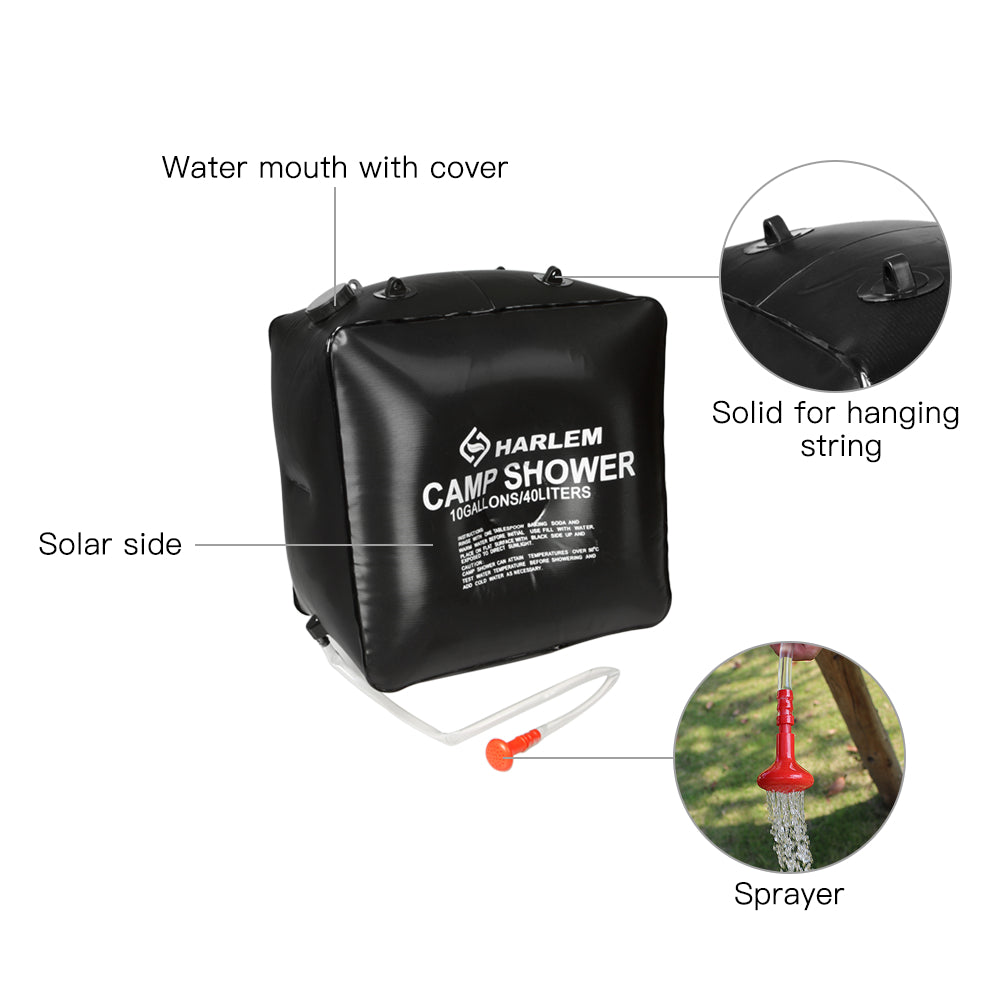 20L40L Shower Bag Energy Heated Water Bag Portable Solar Heated Outdoor Bathing Bag Camping Water Bag Hiking Water Storage