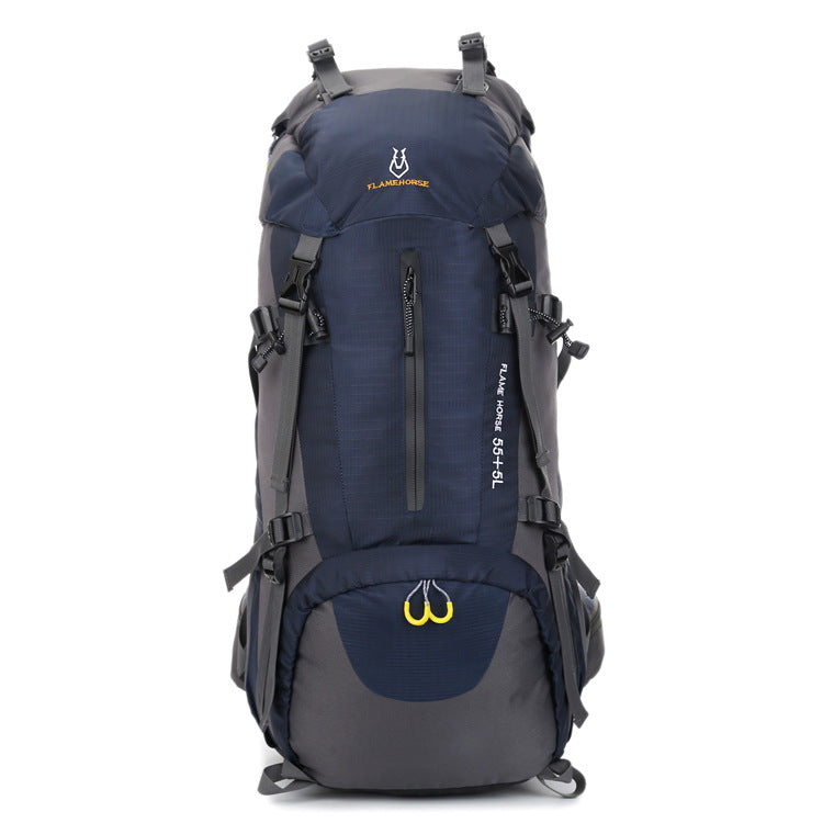 Mountaineering waterproof outdoor sports nylon bag Wild camping backpack Rainproof 60L mountaineering bag wholesale