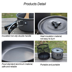 Outdoor Camping Hiking Cookware Tableware Cookware Lightweight Folding Picnic Cooking Hiking Picnic BBQ Tableware Equipment