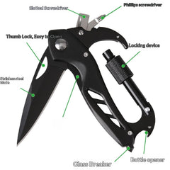 Multi-functional Carabiner Folding Knife Outdoor D-lock Hook Camping Tool Multi-purpose Hook